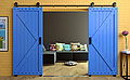 Drzwi przesuwne malowane na niebiesko